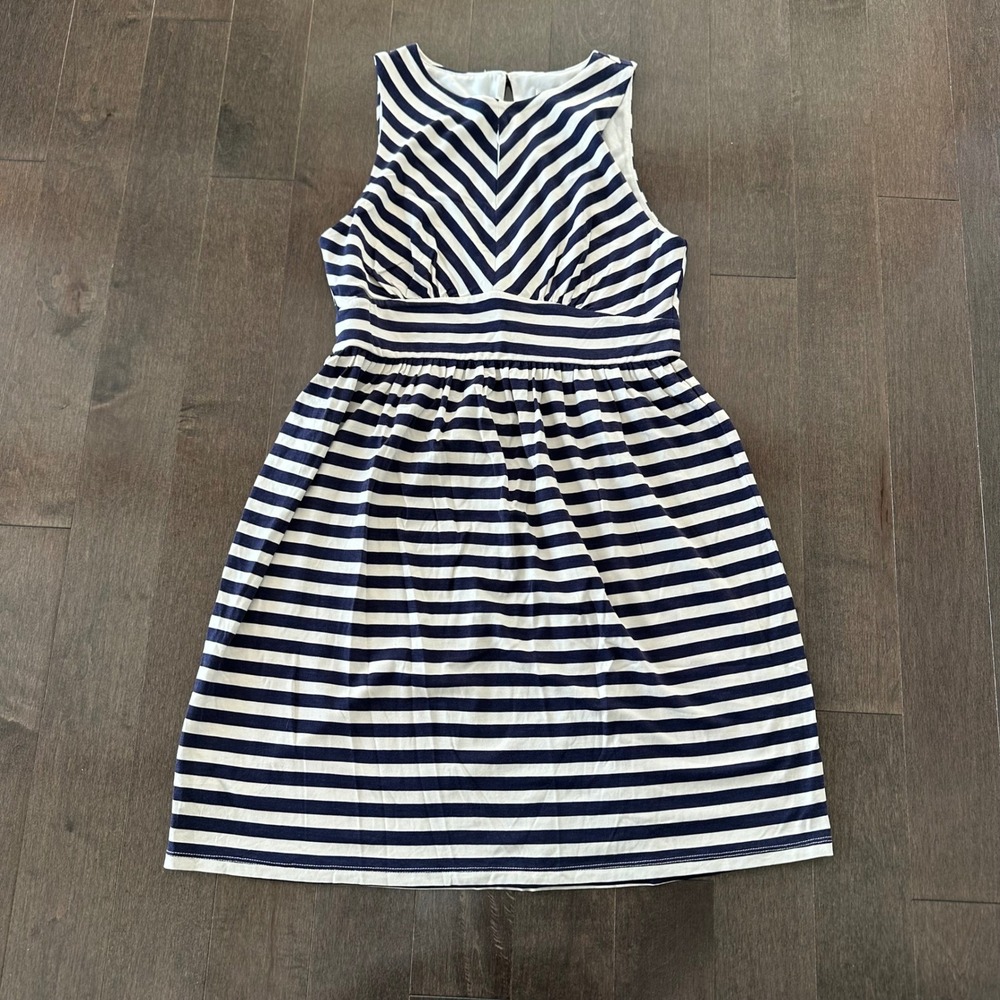 NWT Loft‎ Nautical Striped Mini Dress Coastal Vacation Preppy Navy Ivory XSP